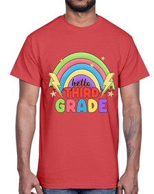 Hello third Grade Rainbow 348#- third grade- Cotton Tee