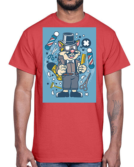Hipster Barber Leopard835#- barber- Cotton Tee