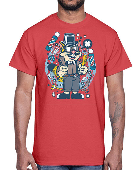 Hipster Barber Leopard836#- barber- Cotton Tee