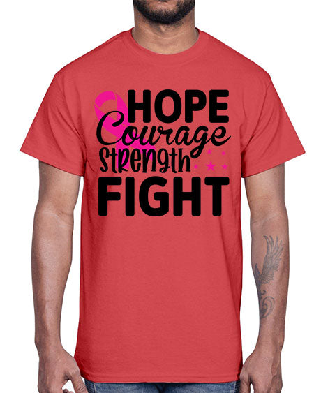 Hope Courage Strength Fight 21#- breast cancer- Cotton Tee