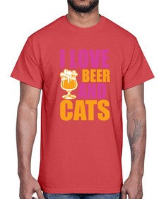 I Love Beer And Cats- cats- Cotton Tee
