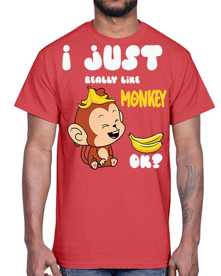 I just Really Lpve Monkey 7#- monkey- Cotton Tee