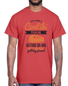 Its like a Contiki tour getting on and off buses getting pissed 3#- bus- Cotton Tee