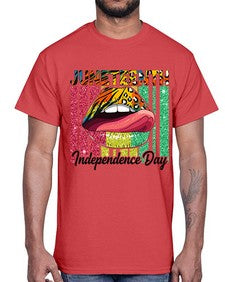 Juneteenth Independence Day Sexy Lip Png 11#- black juneteenth- Cotton Tee