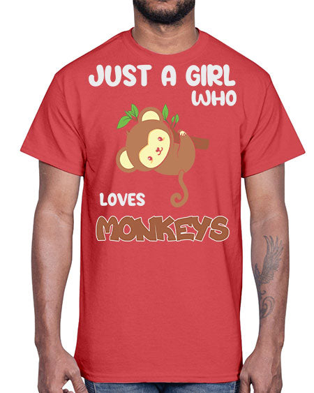 Just a Girl Who Loves 8#- monkey- Cotton Tee