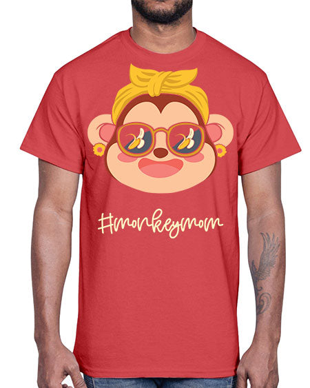 Monkey Mom Banana Glasses 16#- monkey- Cotton Tee