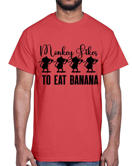 Monkey likes to eat banana - monkey- Cotton Tee