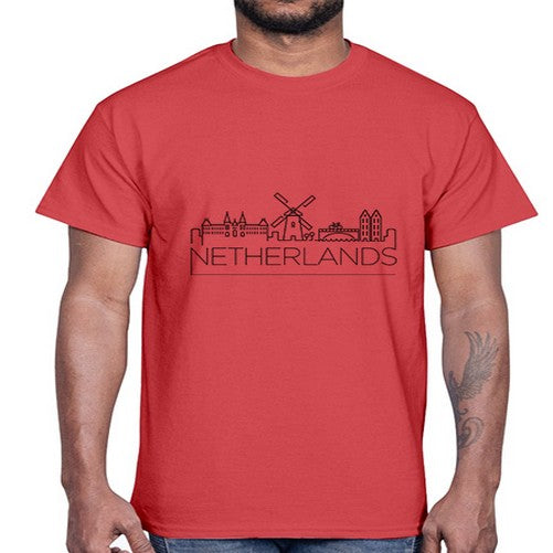 Netherlands Minimal Skyline 1432#- cities- Cotton Tee
