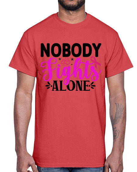 Nobody Fights Alone 12#- breast cancer- Cotton Tee