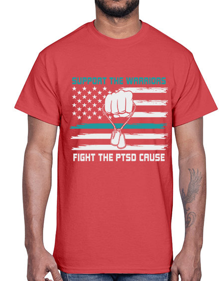 PTSD Awareness Military Teal Ribbon 11#- PTSD- Cotton Tee