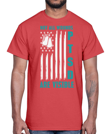 PTSD Awareness Not All Wounds 8#- PTSD- Cotton Tee
