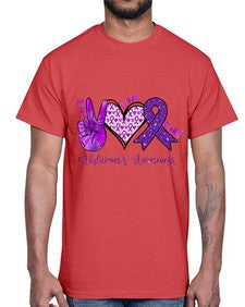 Peace Love Cure Alzheimer Awareness 205#- alzheimers- Cotton Tee