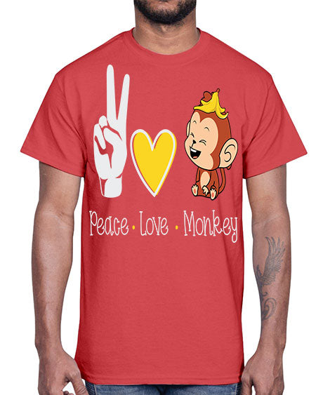 Peace Love Monkey 20#- monkey- Cotton Tee