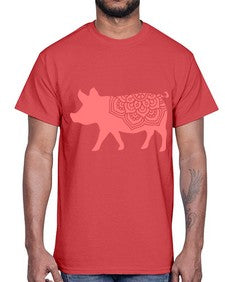 PigMandala 985#- mandala- Cotton Tee