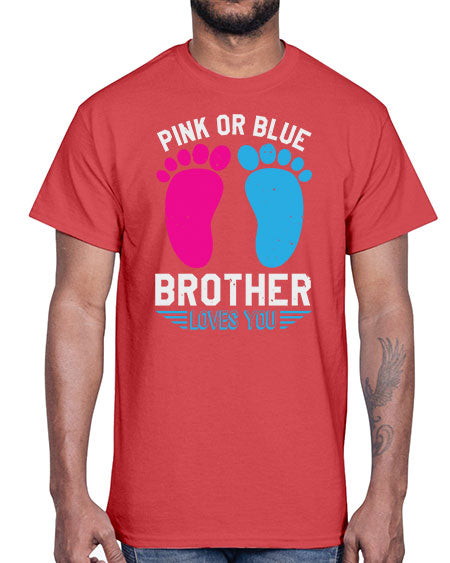 Pink or Blue brother loves you Style 185#- baby shower- Cotton Tee
