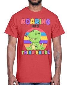 Roaring to third Grade Trex 773#- third grade- Cotton Tee