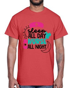 Sleep All Day Nurse All Night Style Style 1397#- nurse- Cotton Tee