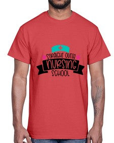 Straight Outta Nursing School Style Style 1425#- nurse- Cotton Tee