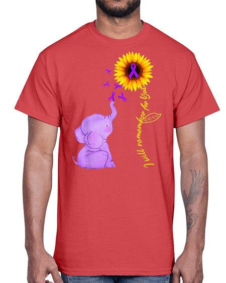 Sunflower Alzheimer Awareness shirt I Will Remember For You 215#- alzheimers- Cotton Tee