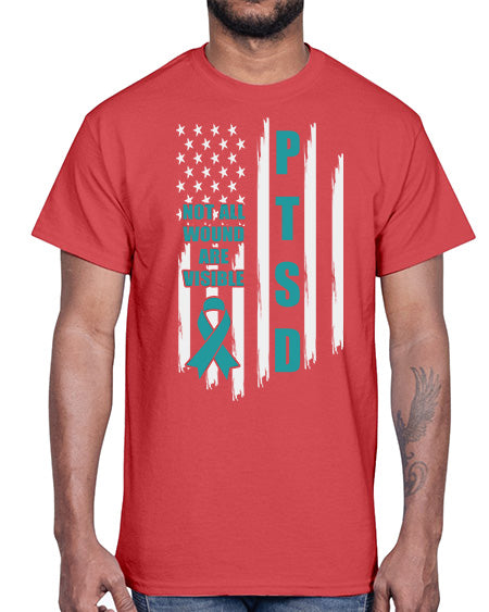 Veteran Not All Wounds Are 5#- PTSD- Cotton Tee