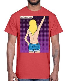 Wild and Free 1248#- art pop art- Cotton Tee