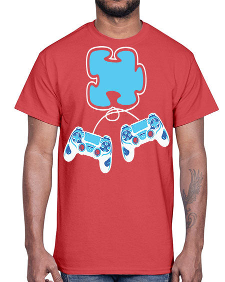 autism awareness gamer puzzle piece 11#- autism- Cotton Tee
