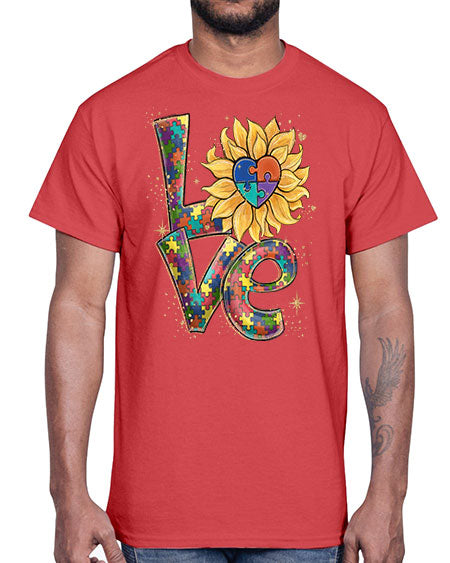 autism love sunflower- autism- Cotton Tee