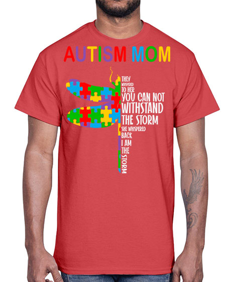 autism mom dragonfly puzzle pieces 47#- autism- Cotton Tee