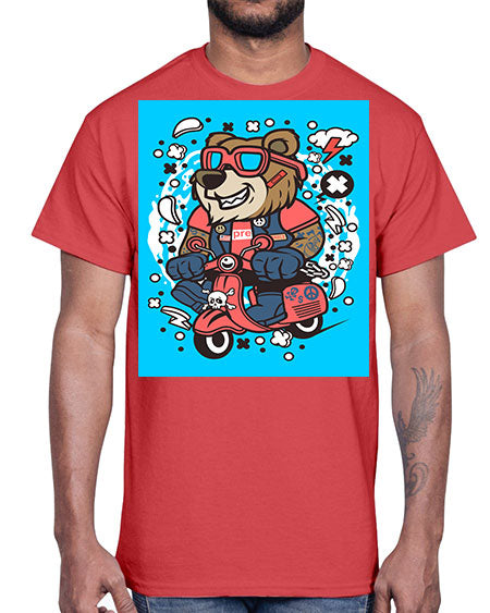 bear scooterist 41#- bears - animals- Cotton Tee
