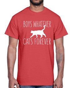 boys whatever cats forever- cats- Cotton Tee