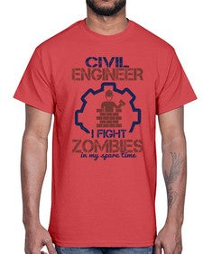 civil engineer i fight zombies in my spare time Style 87#- engineer- Cotton Tee