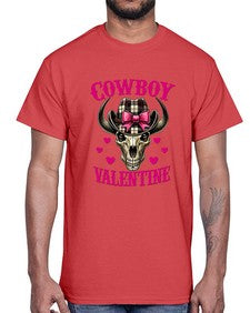 cowboy valentine western valentine 349#- western- Cotton Tee