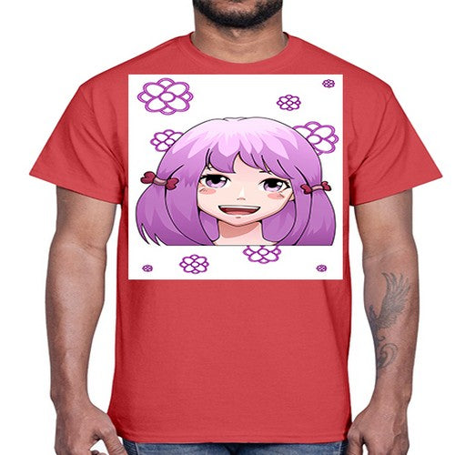 cute ponytails purple hair girl 63#- anime- Cotton Tee