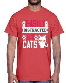 easily distracted by cats Style 47#- cats- Cotton Tee