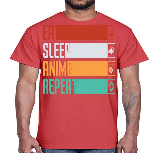 eat sleep anime repeat225#- anime- Cotton Tee
