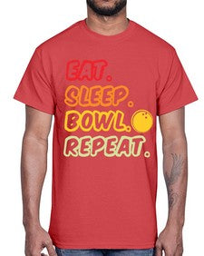 eat sleep bowl repeat 349#- bowling- Cotton Tee