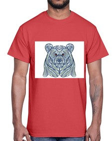 ethnic bear 416#- mandala- Cotton Tee