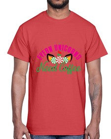 evern unicorns need coffee 126#- unicorn- Cotton Tee