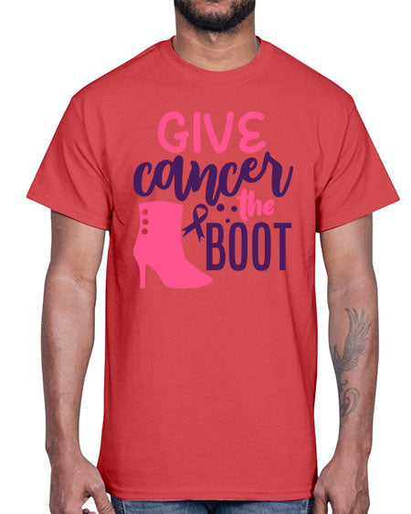 give cancer the boot Style 1#- breast cancer- Cotton Tee