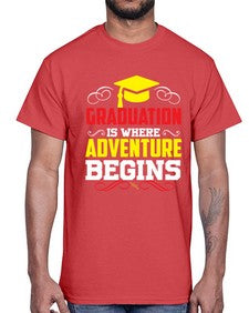 graduation is where adventure beings 226#- graduation- Cotton Tee
