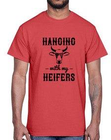 hanging with my heifers 501#- western- Cotton Tee