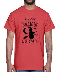 happy halloween witches 35#- witch- Cotton Tee