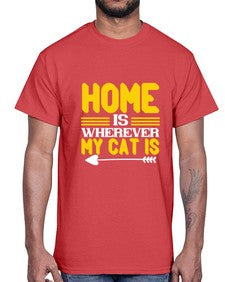 home is wherever my cat is Style 50#- cats- Cotton Tee
