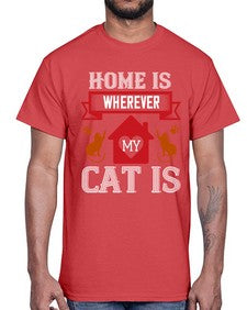 home is wherwever my cat is Style 51#- cats- Cotton Tee