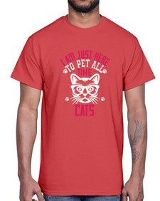 i am just here topet all time cats Style 52#- cats- Cotton Tee