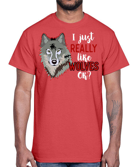 i just really like wolves- wolf- Cotton Tee