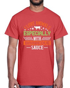 i love animals especially with barbeque sauce 1133#- vegan- Cotton Tee