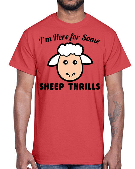 im here for some sheep thrills- sheep- Cotton Tee
