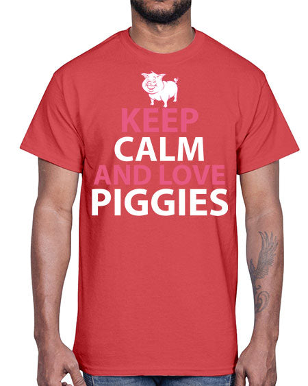 keep calm and love piggies Style 47#- pig- Cotton Tee