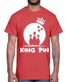 king pin bowling couples 712#- bowling- Cotton Tee